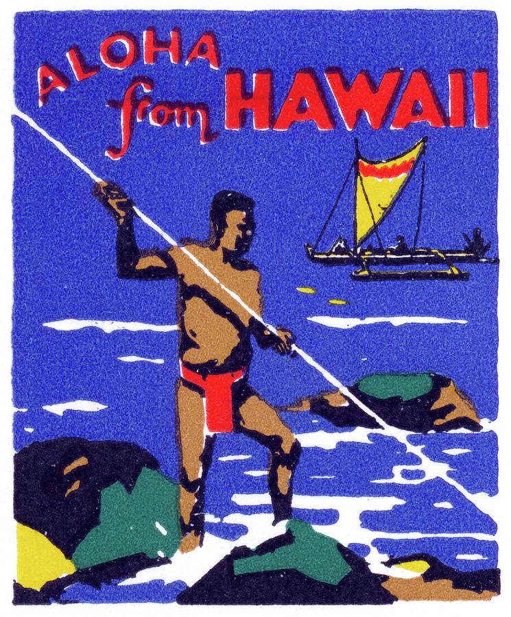 1930 Fishing in Hawaii Painting by Historic Image