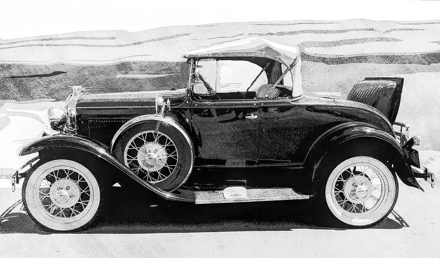 1930 Model A Ford Roadster BW Pop Photograph by DK Digital