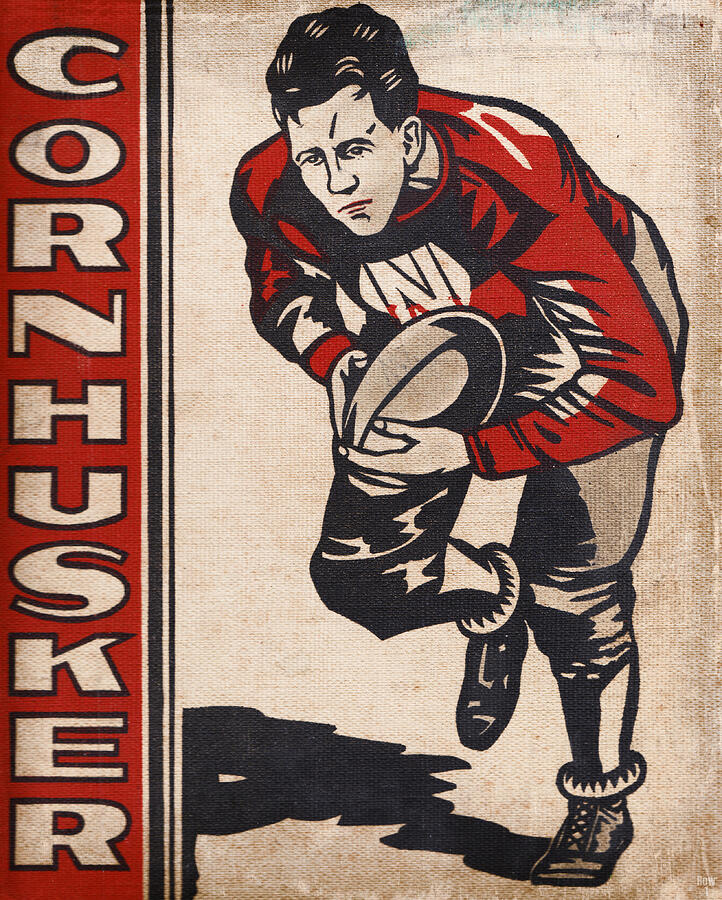 1930 Nebraska Cornhusker Football Art Mixed Media by Row One Brand