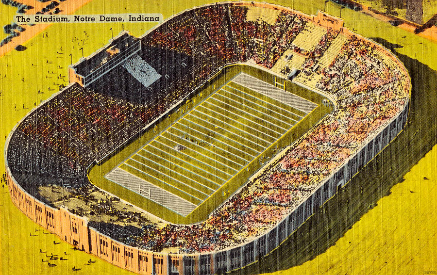 1930 Notre Dame Stadium Art Mixed Media by Row One Brand