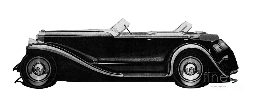 1930 Packard Speedster Phaeton by Murphy Drawing by Phillip G Wright