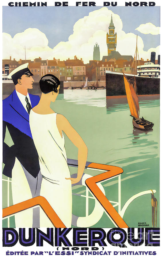 Roger Painting - 1930 Roger Broders Dunkerque Travel Poster by Lightworks