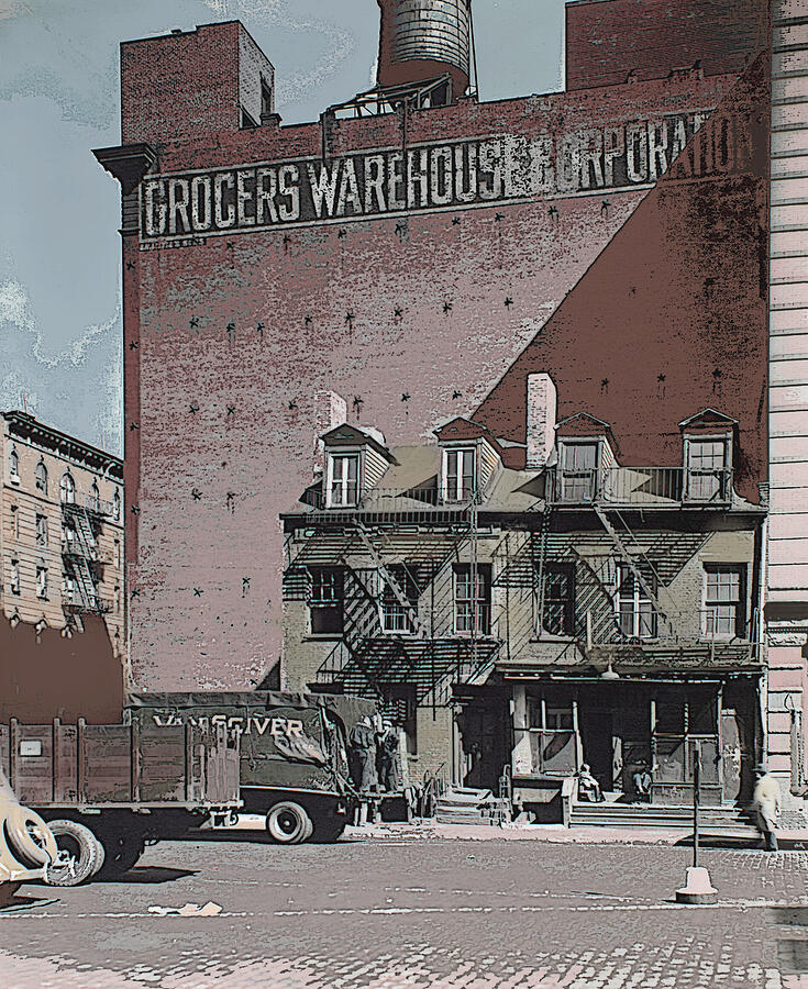 1930s America Warehouse District Colorized Photograph  Digital Art by Shelli Fitzpatrick