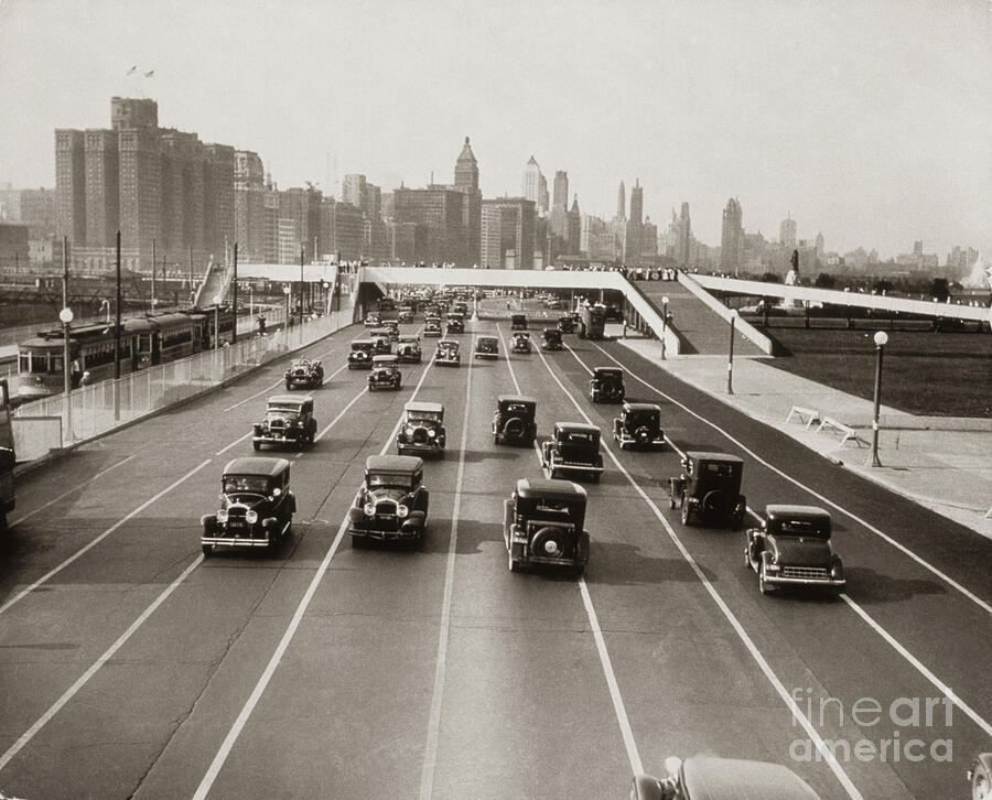 1930S Automobile Traffic Chicago Illinois Usa Photograph by Camerique