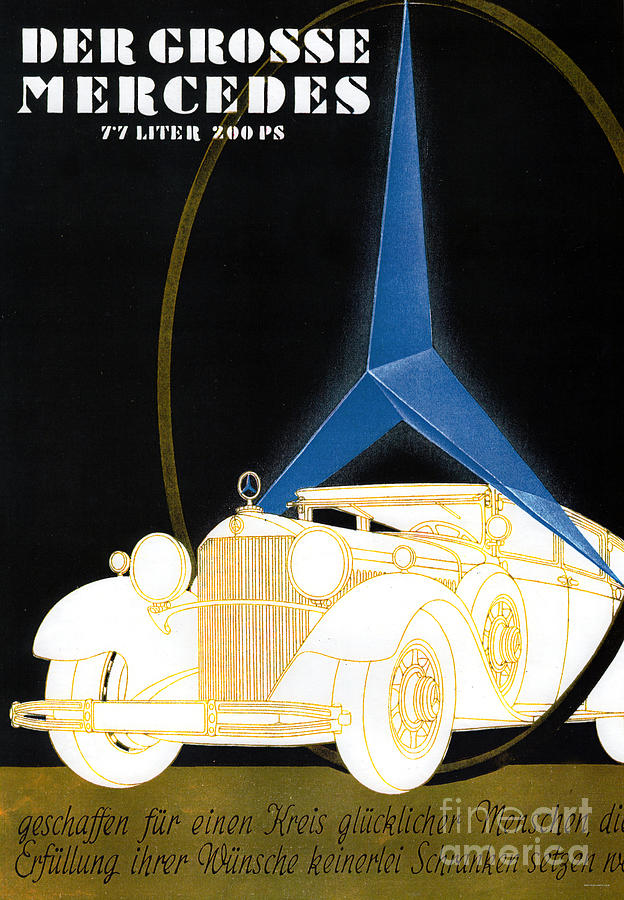 1930s Der Grosse Mercedes 770 advertisement Mixed Media by Retrographs