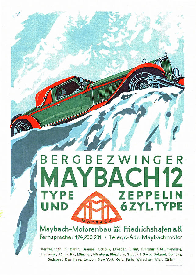 1930s Maybach 12 Zeppelin advertisement Mixed Media by Retrographs
