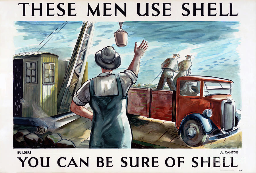 1930s Shell poster featuring truck Mixed Media by A Cantor