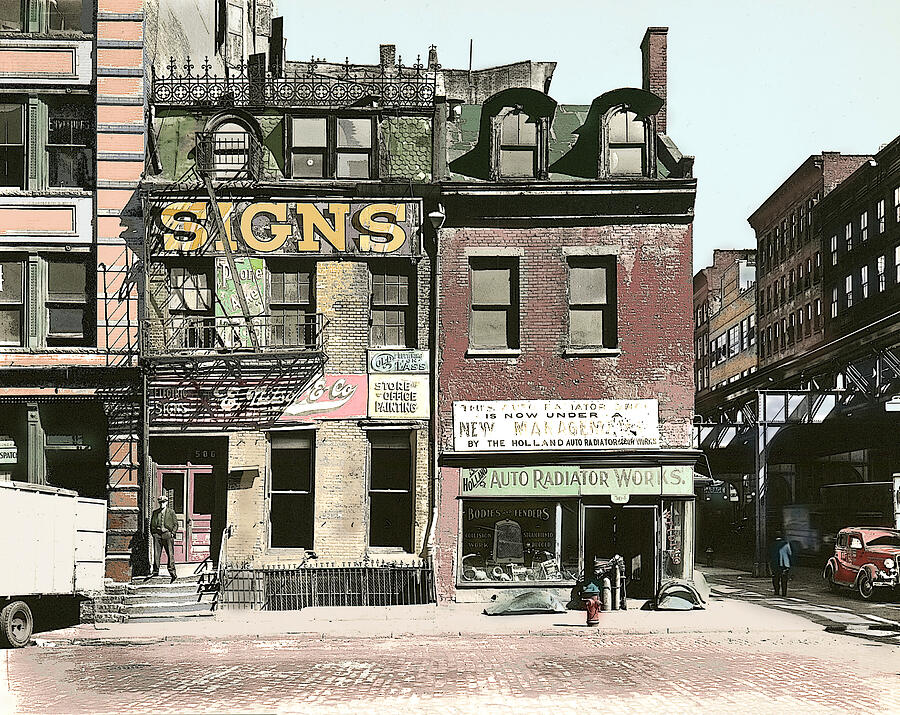 1930s Sign Shop Colorized Photo Art Digital Art by Shelli Fitzpatrick