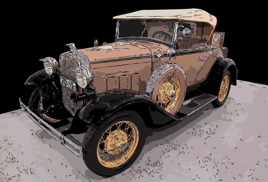1931 Ford Deluxe Roadster Digital Drawing Drawing by Flees Photos