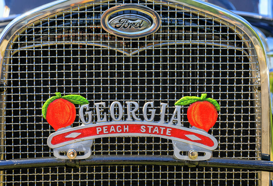 1931 Ford Model A Grill with Georgia State Peach Sign Photograph by Peter Ciro