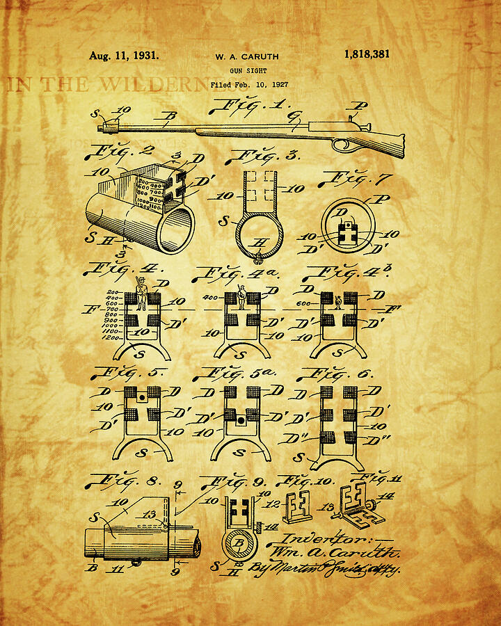 1931 Gunsight Patent Hunter Mixed Media by Dan Sproul 1931 Gunsight Patent Hunter Mixed Media by Dan Sproul