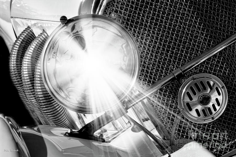1931 Mercedes-Benz 38/250 SSK Roadster Head Light Black And White Photograph by Blake Richards
