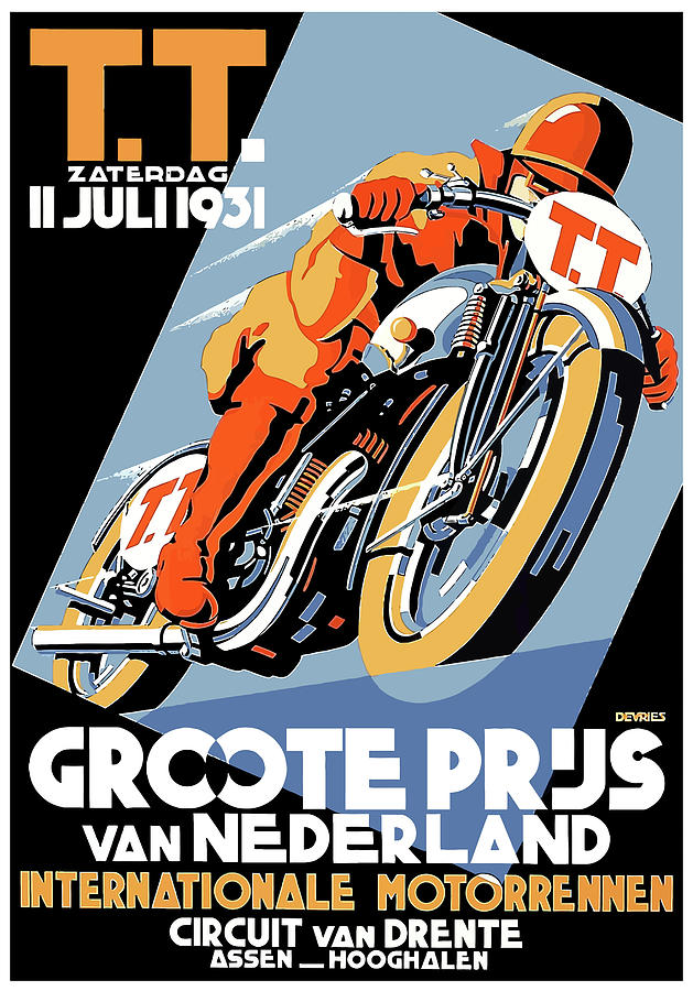 F1 Racing Digital Art - 1931 Netherlands Motorcycle Grand Prix Poster by Retro Graphics