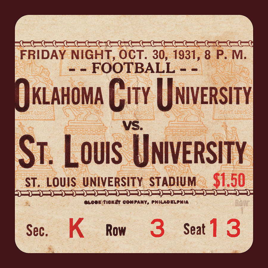 1931 Oklahoma City vs. St. Louis Ticket Art Mixed Media by Row One Brand
