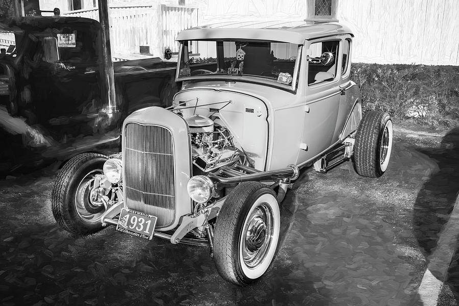 1931 Yellow Ford Hot Rod 5 Window Coupe X123 Photograph by Rich Franco