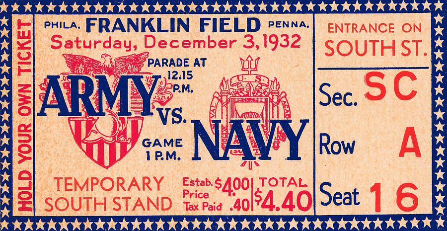 1932 Army Navy Game Ticket Mixed Media by Row One Brand