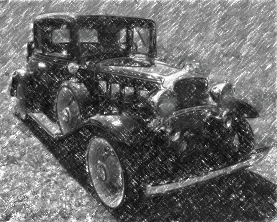 1932 Chevy Coupe Drawing - 1932 Chevy Coupe in charcoal by Flees Photos
