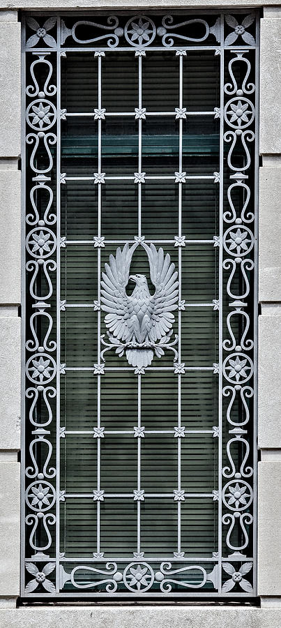 1932 Exterior detail with US Symbol at Clarkson Fisher Federal Building Trenton NJ Photograph by Ikonographia - Carol Highsmith