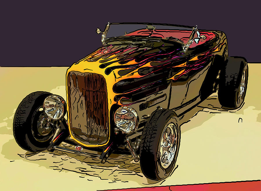 1932 Ford Roadster Digital Oil Painting by Flees Photos