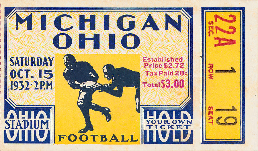 1932 Michigan vs. Ohio State Mixed Media by Row One Brand