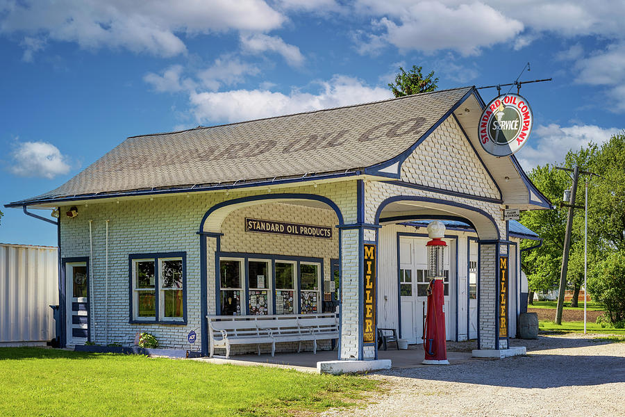 1932 Standard Oil Gas Station - Odell, Illinois - Route 66 Photograph by Susan Rissi Tregoning