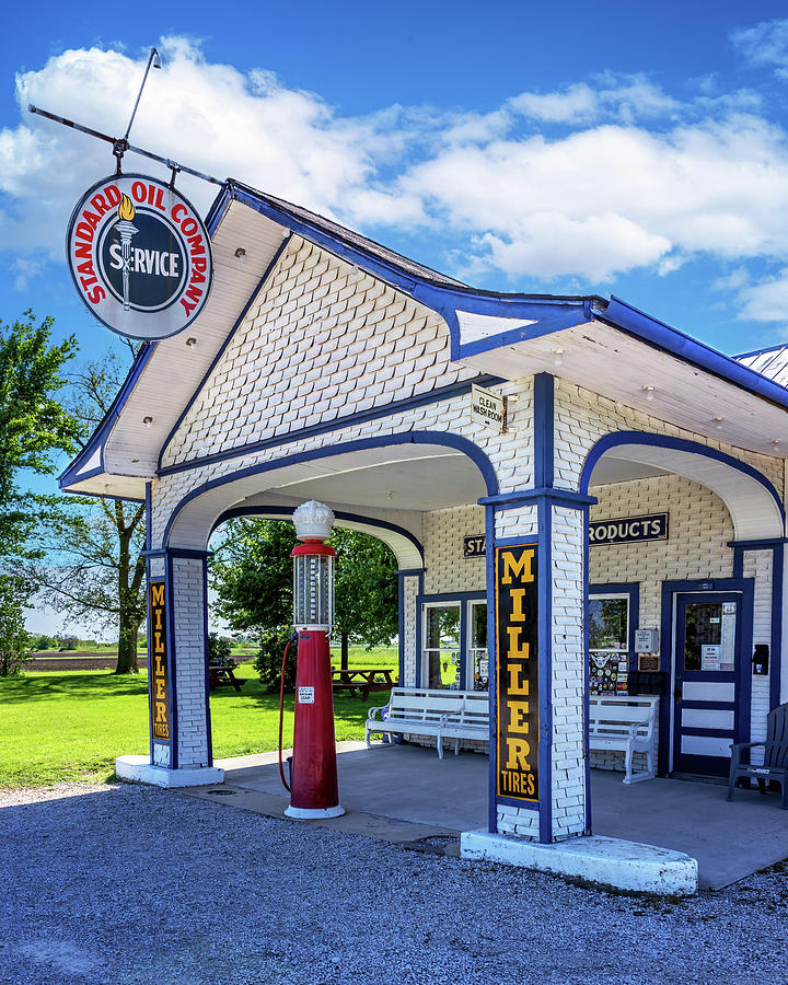 1932 Standard Oil Gas Station - Route 66 - Odell, Illinois Photograph by Susan Rissi Tregoning