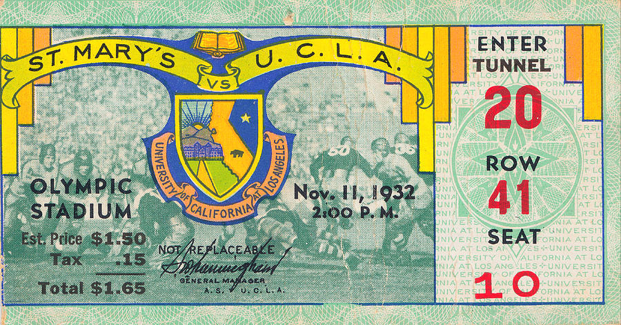 1932 UCLA vs. St. Marys Mixed Media by Row One Brand