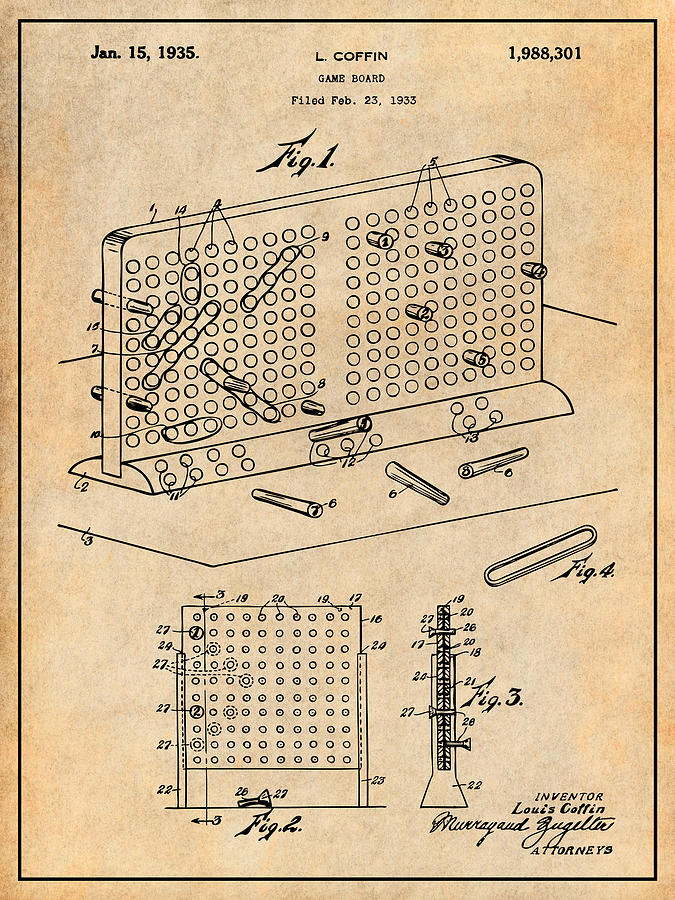 1933 Battleship Game Board Antique Paper Patent Print Drawing by Greg Edwards