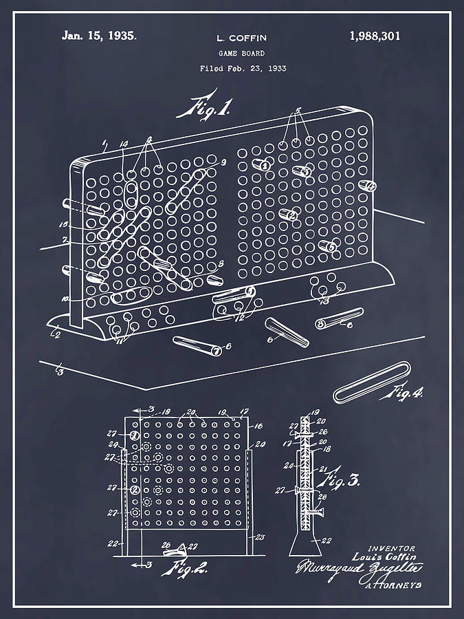 1933 Battleship Game Board Blackboard Patent Print Photograph by Greg Edwards