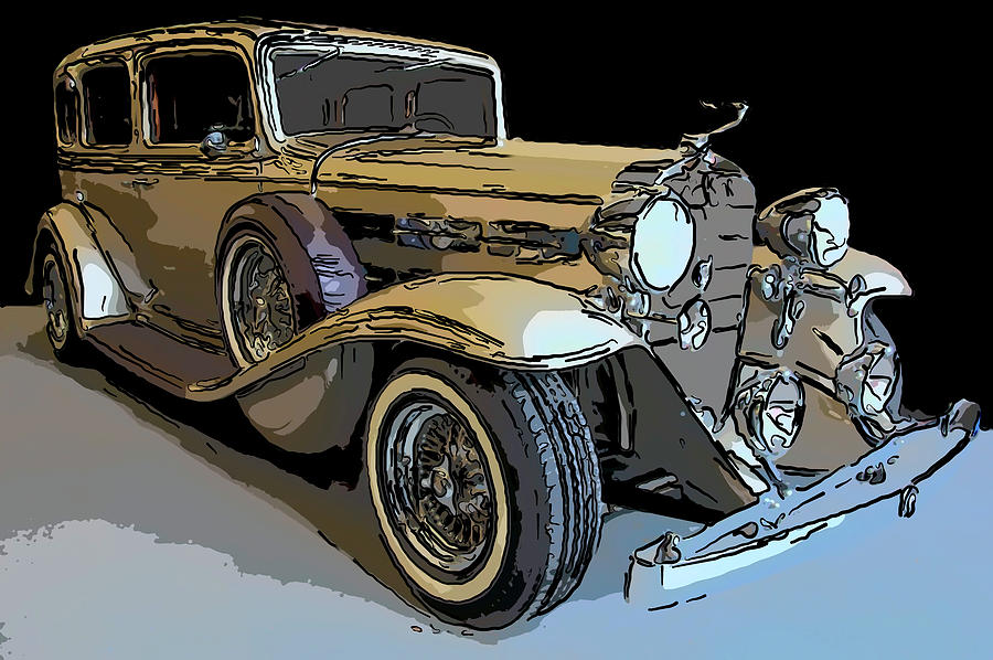 Cadillac Drawing - 1933 Cadillac V12 Digital drawing by Flees Photos