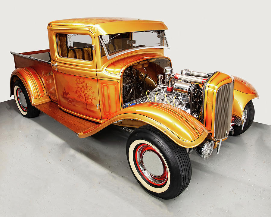 1933 Ford Pickup Photograph - 1933 ford quarter ton pickup truck street rod Colorado Gold by Flees Photos