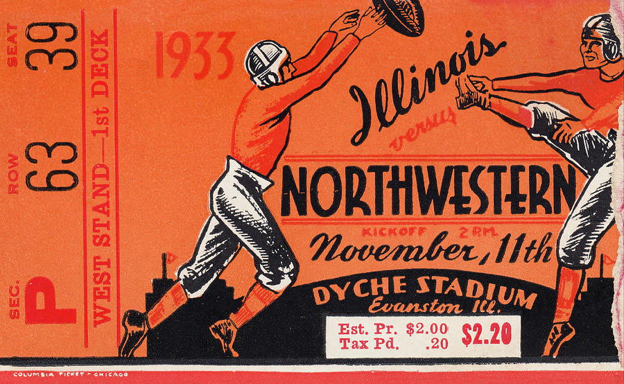 1933 Illinois vs. Northwestern  Mixed Media by Row One Brand