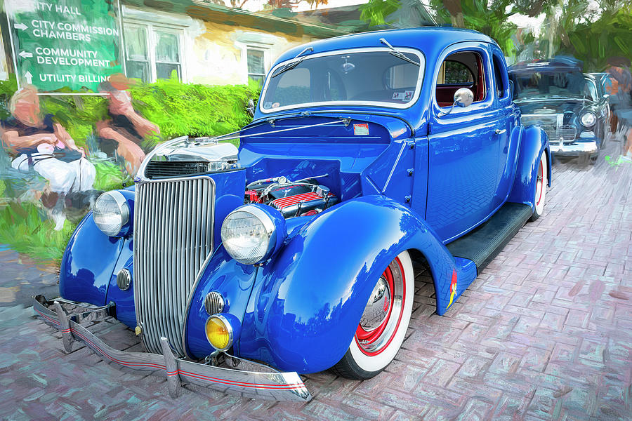 1934 Blue 5 Window Ford Rumble Seat Coupe X164 Photograph by Rich Franco