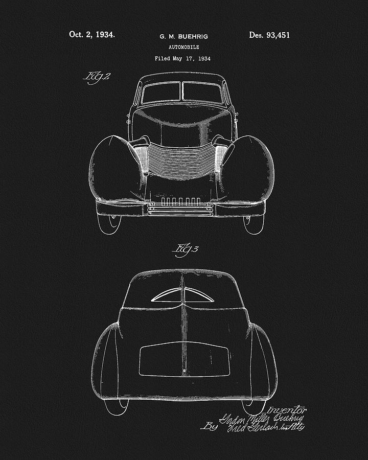 1934 Car Patent Drawing by Dan Sproul