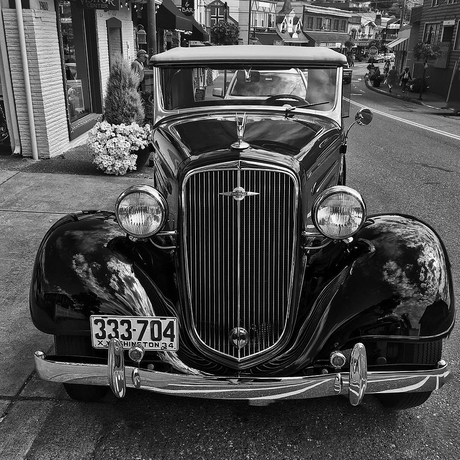 1934 Chevy Convertible bw Photograph by Jerry Abbott