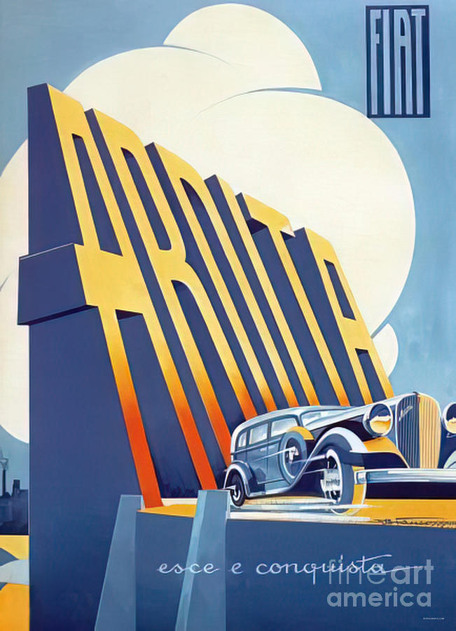 1934 Fiat Ardita advertising poster Painting by Retrographs