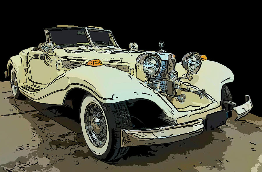 1934 Mercedes Benz 500k Digital drawing Drawing by Flees Photos
