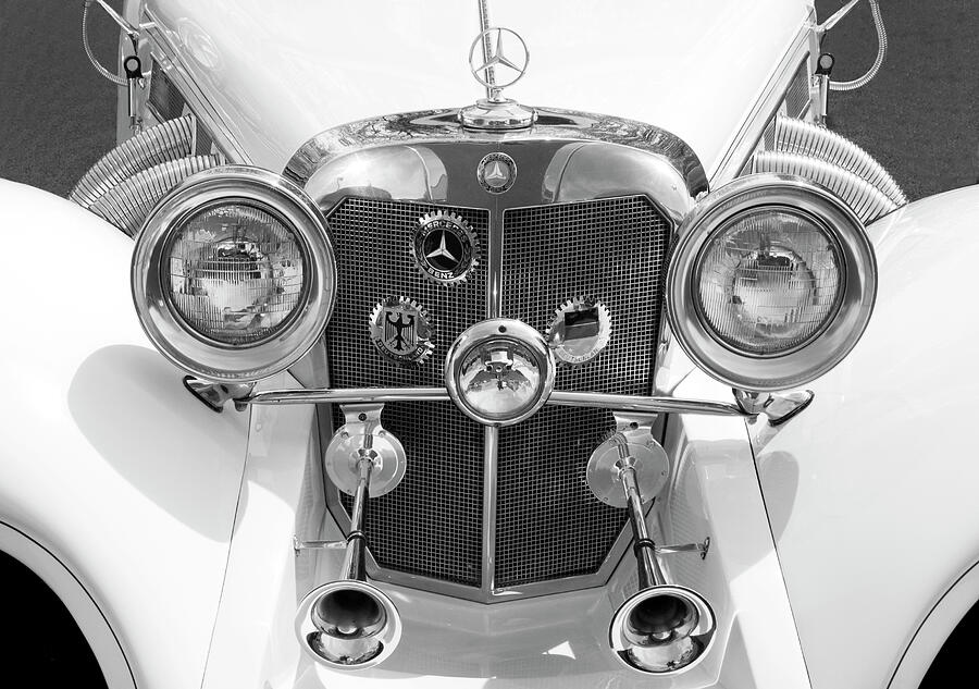 1934 Mercedes Benz - BW Photograph by Paul W Faust -  Impressions of Light