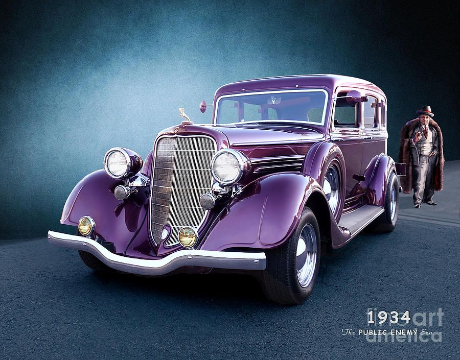 Transportation Mixed Media - 1934 Model Sedan by Thomas Burtney