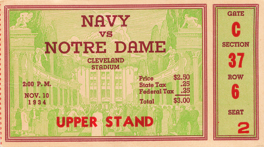 1934 Notre Dame vs. Navy Mixed Media by Row One Brand