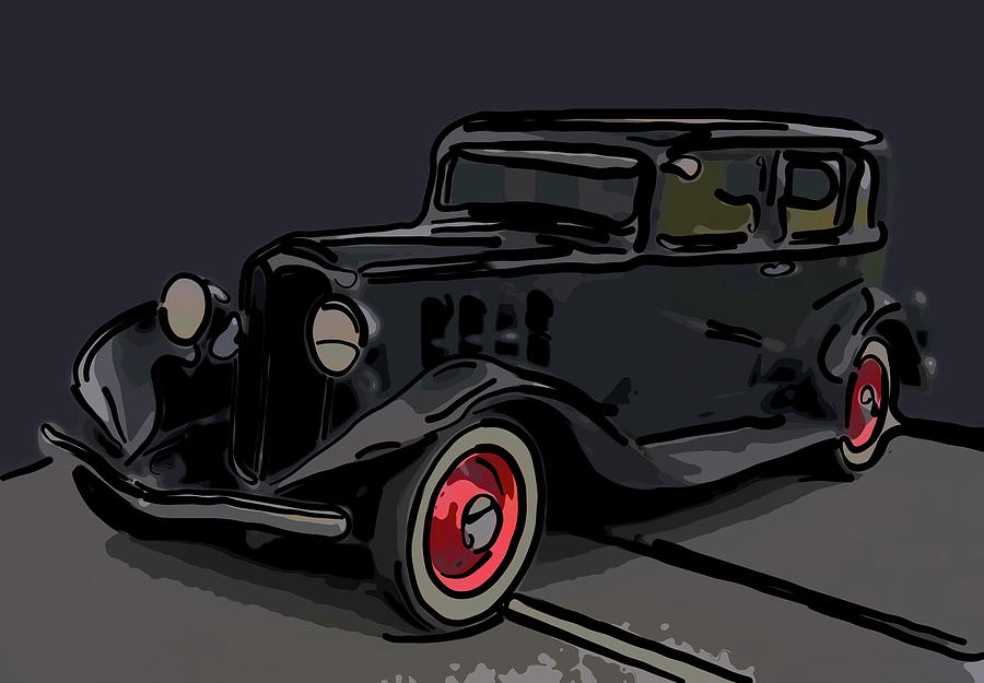 Classic Cars Painting - 1934 REO digital drawing by Flees Photos