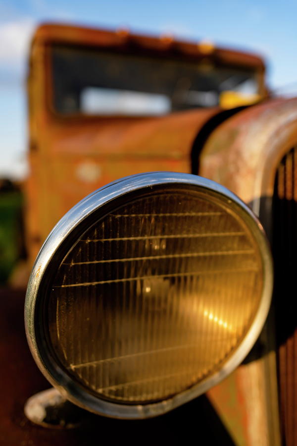 1935 Chevy Tall Cab Truck Headlight Detail Photograph by Art Whitton