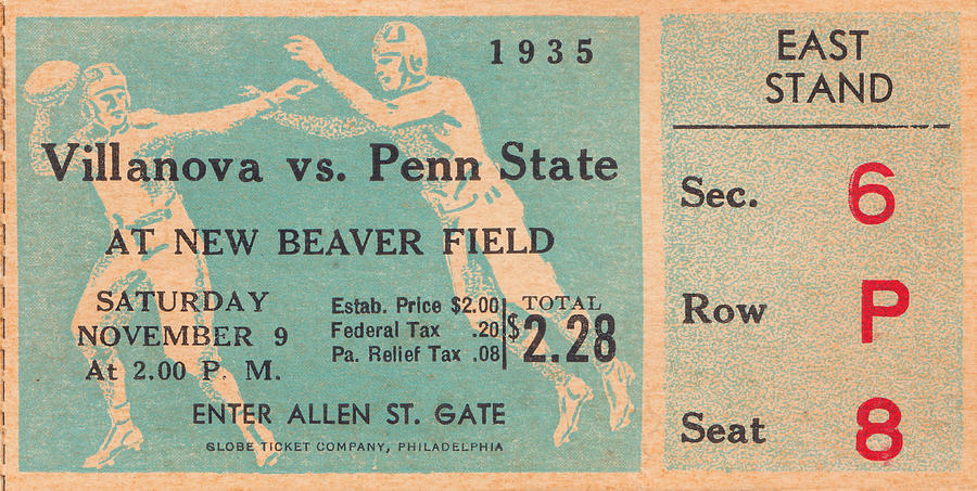 1935 Villanova vs. Penn State Mixed Media by Row One Brand