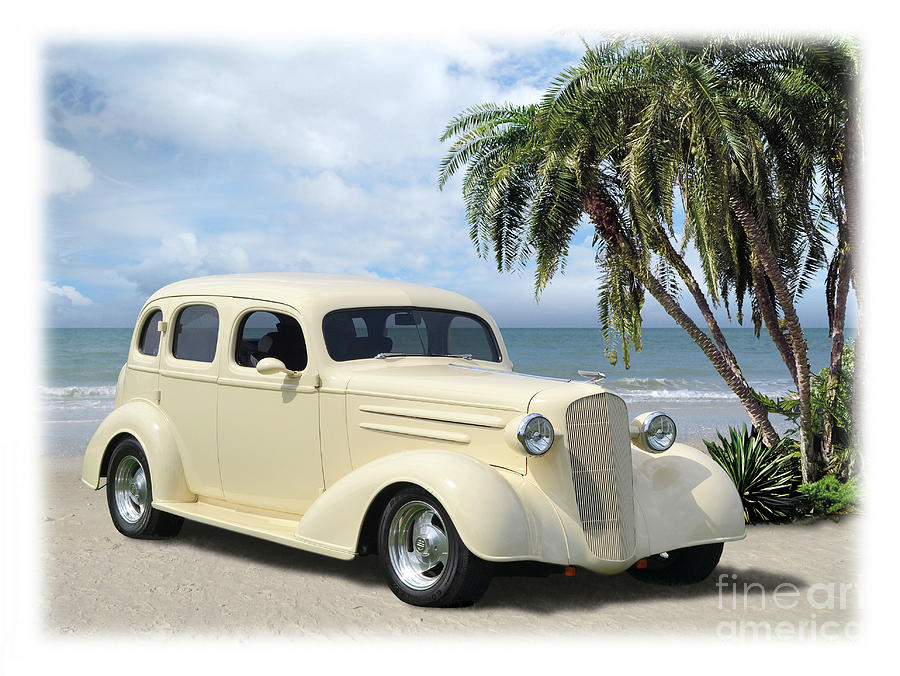 1936 Chevrolet On The Beach Photograph by Ron Long