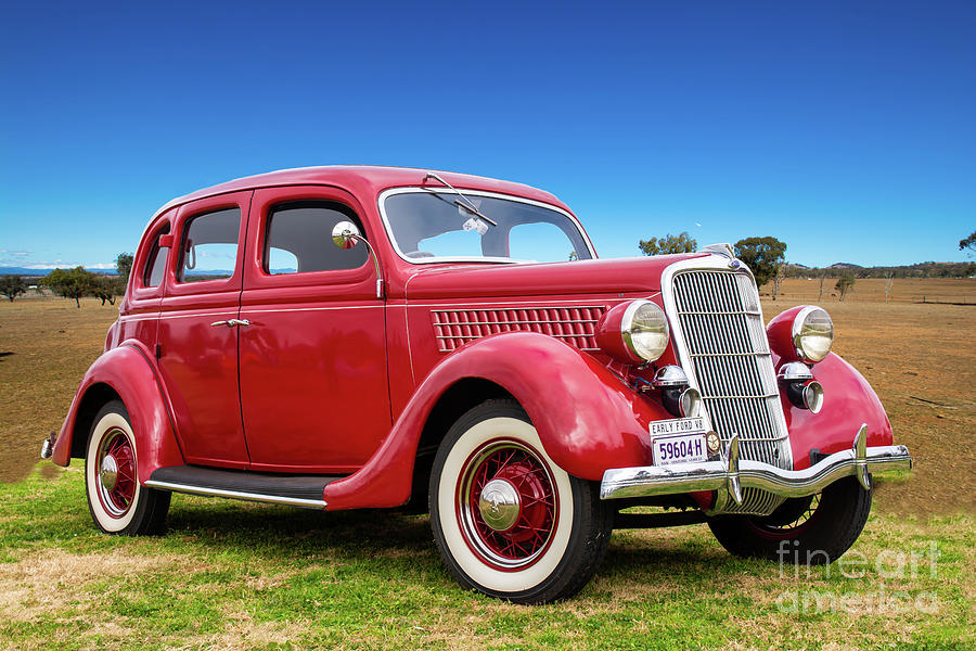 Ford Photograph - 1936 Ford DeLuxe V8  Fordor Trunk back Touring Sedan  by Christopher Edmunds