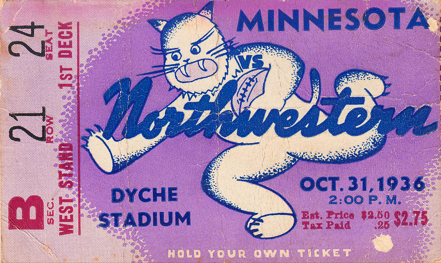 Northwestern University Mixed Media - 1936 Minnesota vs. Northwestern by Row One Brand