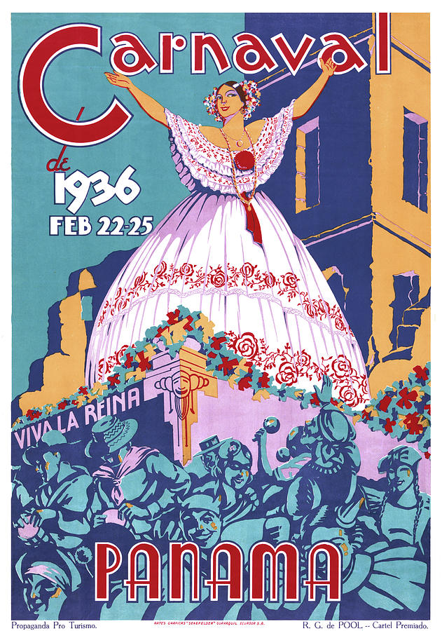 1936 PANAMA Carnaval Travel Poster Digital Art by Retro Graphics - Fine ...