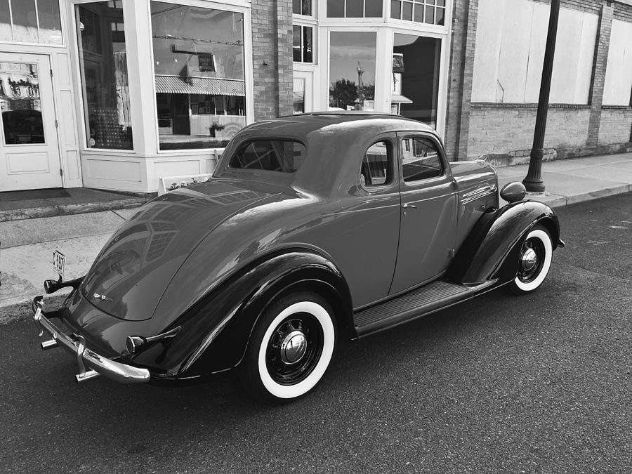 1936 Plymouth BW Photograph by Jerry Abbott