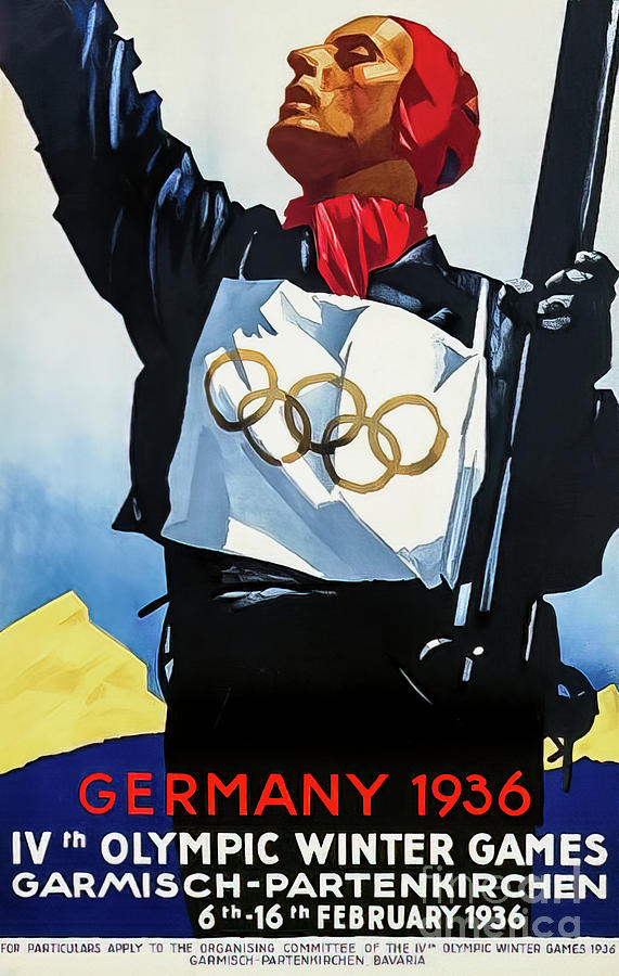 1936 Winter Olympic Ski Poster Drawing by M G Whittingham