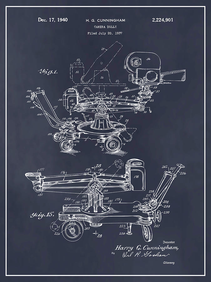 1937 Camera Dolly Blackboard Patent Print Drawing by Greg Edwards